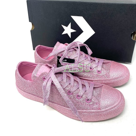 SANTA’S DEAL 🎄 Converse Chuck Taylor All Stars Low Glitter Pink Women's 162993C - Picture 8 of 10